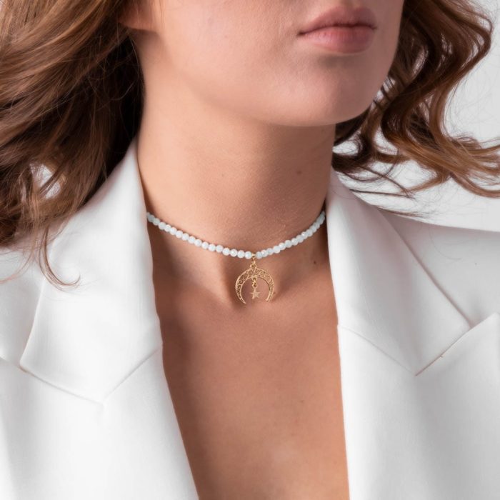 Choker Kamień Księżycowy Księżyc MOON