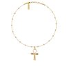 Złoty Choker Krzyż Ankh Kryształ Górski SENTRY