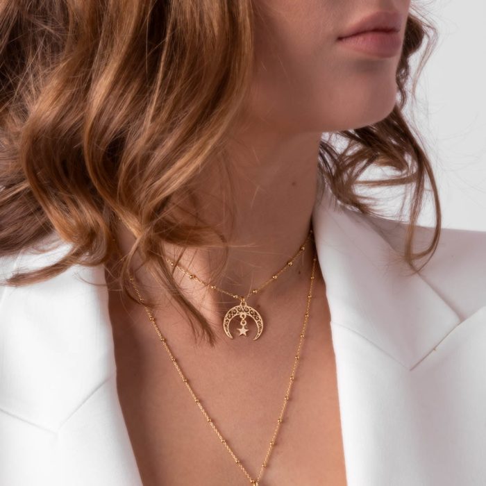Złoty Choker Kuleczki Księżyc MOON