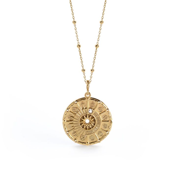 Złoty Naszyjnik Zodiak Kryształ Górski ZODIAC